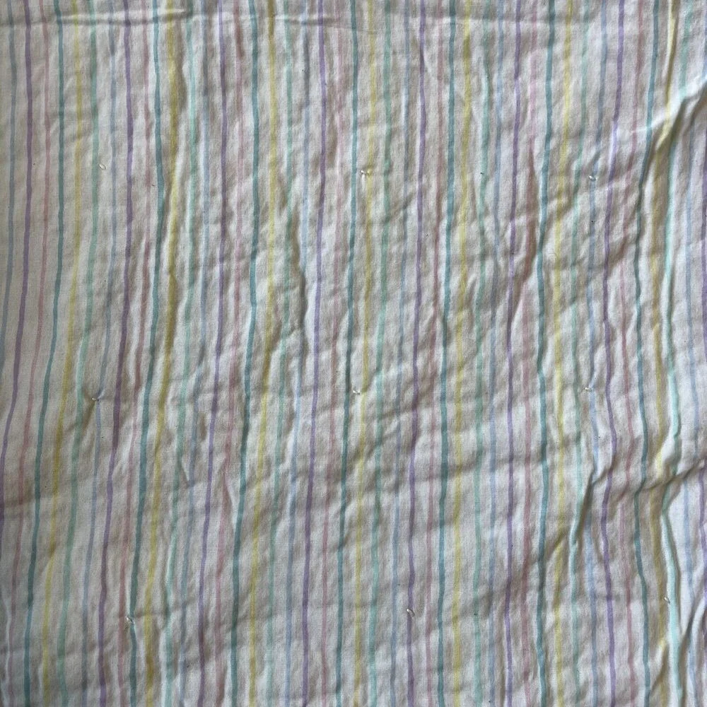 Vintage Carters Baby Blanket Bunny Cat Sheep Mouse‎ Quilt Pastel Spring Stripe